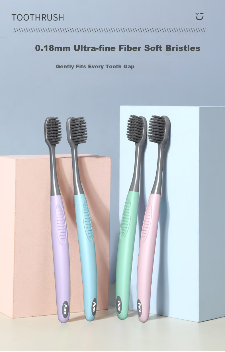 Chenjie Adult Carbon Fiber Quick Clean Toothbrush 8-Pack Family Set, High-Efficiency Stain Removal, Soft Bristles for Gum Care, Deep Cleaning Between Teeth, Random Colors 3