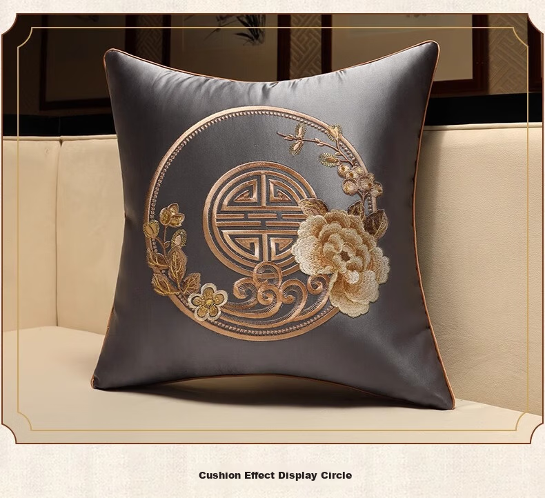Huamanshengting Car Seat Cushion Pillow, New Chinese-Style Throw Pillow, Sofa Backrest, Bed Backrest, Waist Support, Huahuanrong Yanshui, 50*50cm 7