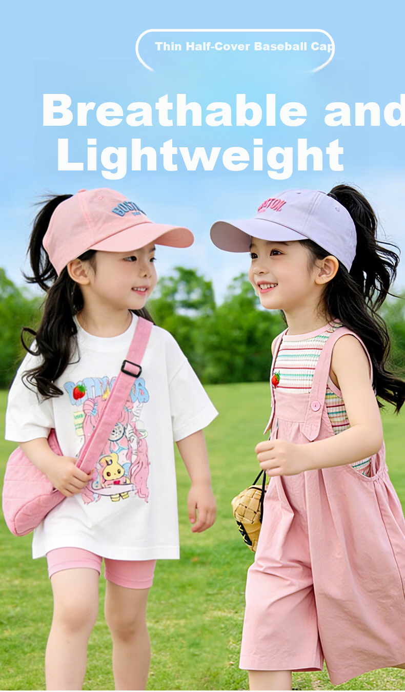 Ousen Kids Lightweight Baseball Cap Girls 3-6-12 Years Open-Top Hat Korean Style Quick-Dry Sunshade Outdoor Sports Casual 1