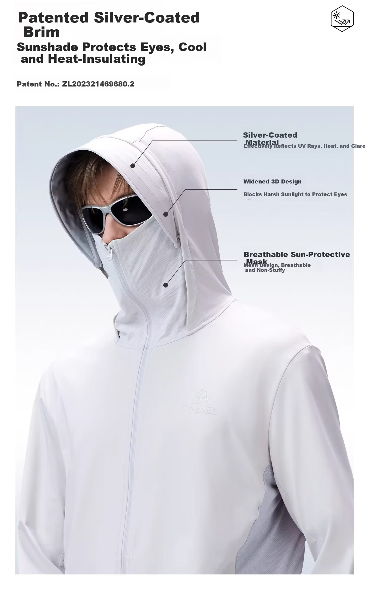 CAMEL Outdoor Cooling White Skin Sunscreen Jacket Unisex 2026 Spring Summer New Breathable UV Protection Coat R168 14