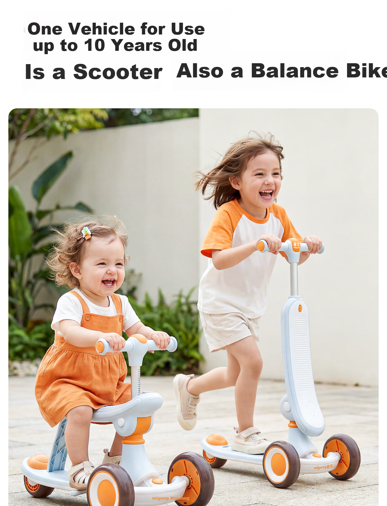 Manlong Kids Scooter 1-3-6-12 Years Old Baby Ride-On Balance Bike Blue 5