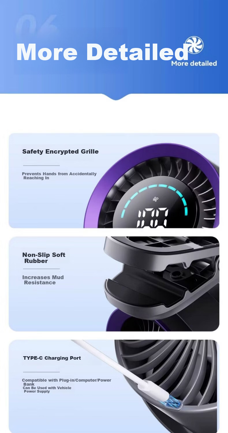 AUX Heavy-Duty New Desktop Cooling Small Portable Electric Fan Silent Digital Display Desktop Air Conditioner Circulation Fan Office Student Dormitory Long Battery Life USB Charging 19