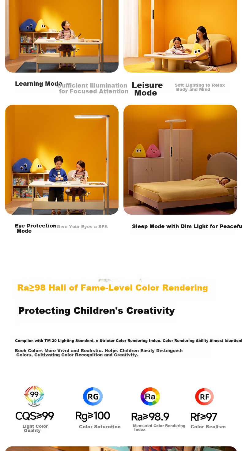 Tongshijie Golden Yellow Eye Protection Street Lamp Voice Control Full Spectrum Living Room Study Floor Lamp Children's Reading Lamp 150W 21