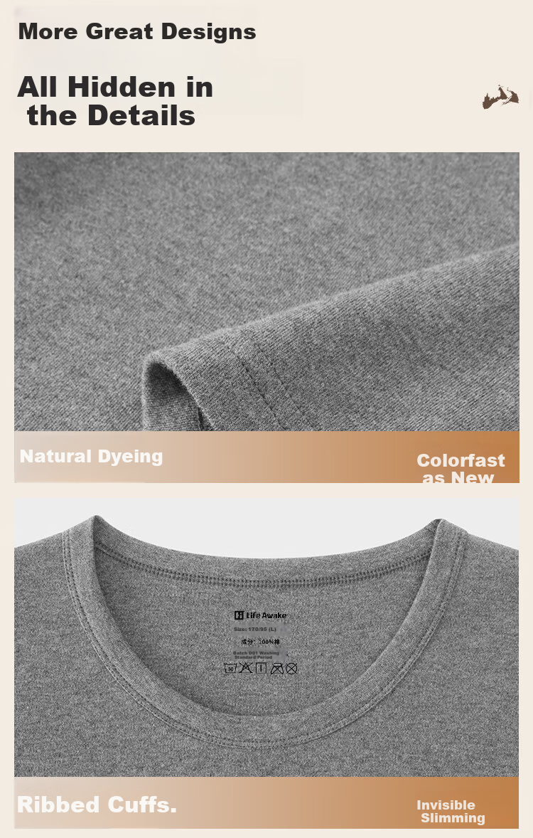 HLA 【Mountain Not High】 Autumn Cotton 210g 10A Antibacterial Mite-Resistant Thin Thermal Underwear Set for Men and Women 12