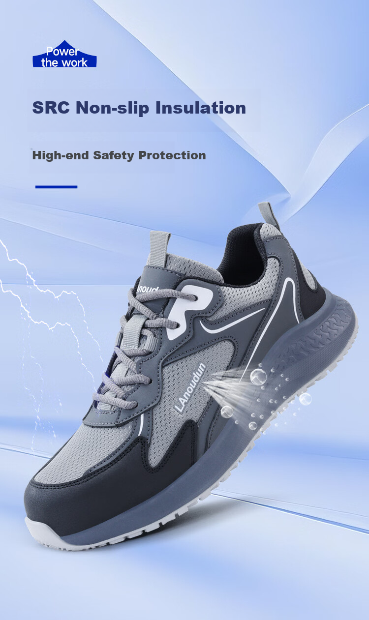 BlueOwl Shield Men's Summer Breathable Anti-Slip Insulated 10KV Anti-Smash Anti-Puncture Safety Electrician Work Shoes D210BK Size 41 2