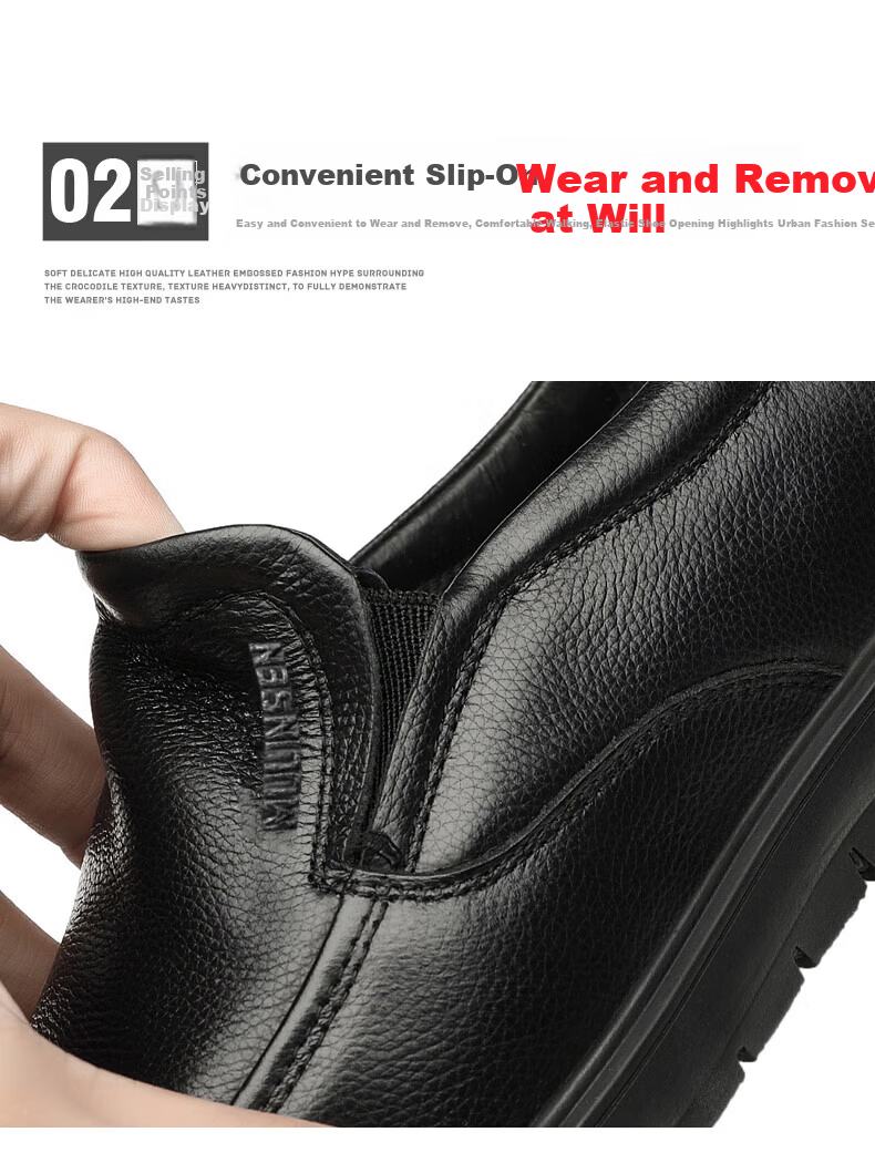 MULINSEN Men's Shoes, Hollow Business Casual Shoes, Breathable Soft Sole Slip-On Leather Shoes FP223233-1 7