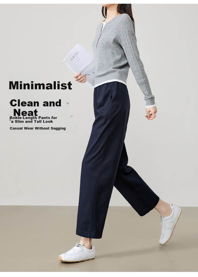 ESE-Y Laisai Cotton Lyocell Scythe Pants Women 26 Spring New Slim Fit Cropped Harem Straight Casual Pants Dark Blue 31 12