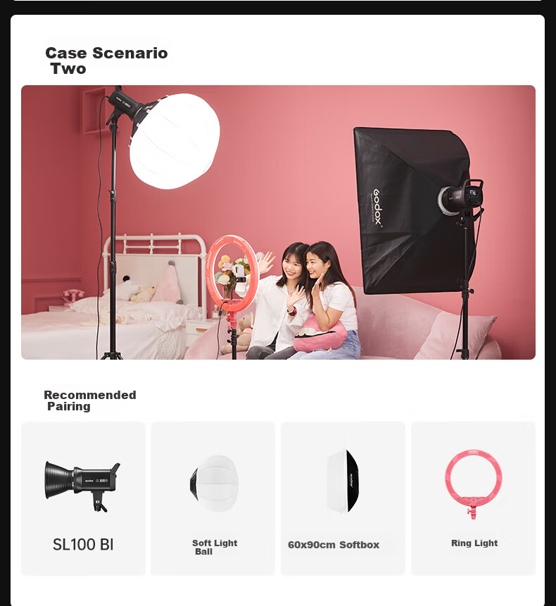 Godox SL100D LED Video Light Continuous Photography Light Soft Fill Light for Live Streaming Portrait Beauty Top Light Film and Television Lighting 1