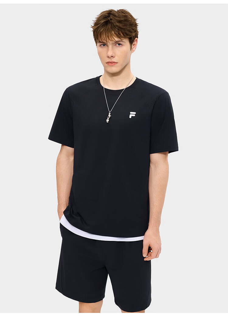 FILA Official Trendy Couple Knitted Dopamine Short Sleeve T-Shirt 26 Summer Quick-Dry Sports Tee 60