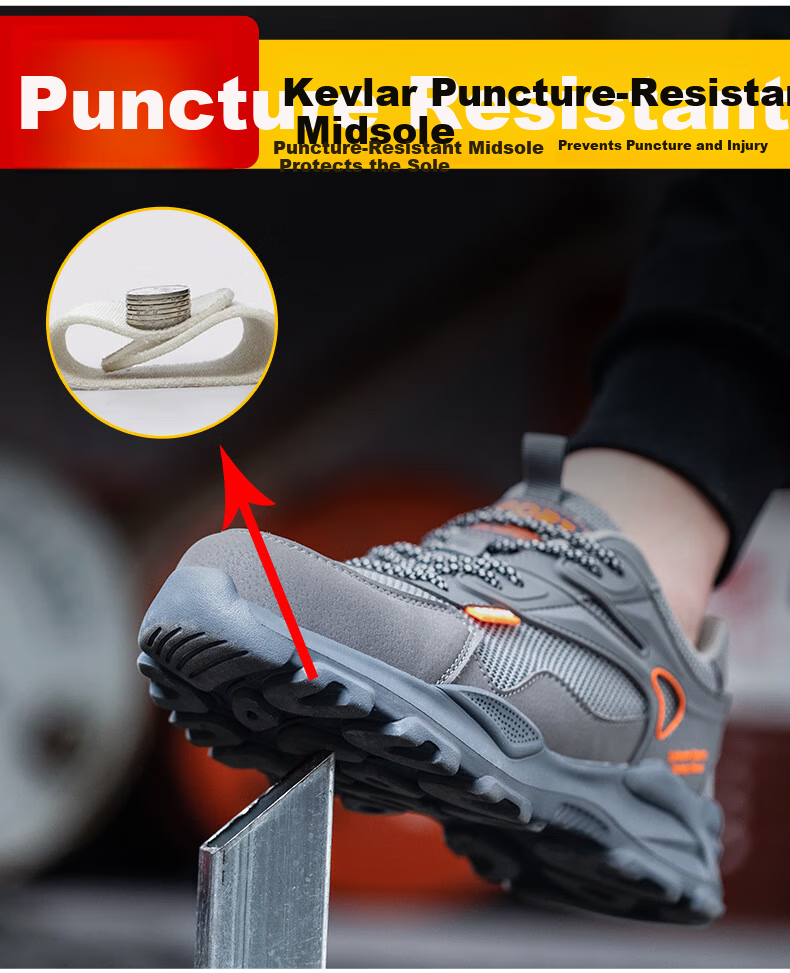 Pinzhide Men's Labor Protection Shoes Metal-Free Plastic Steel Toe Anti-Smash Anti-Puncture Safety Shoes Electrician Insulated 6KV Breathable Non-Slip Work Shoes Gray Size 42 6