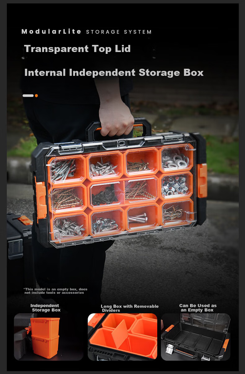 Tactix Combination Telescopic Toolbox Visible Parts Box Industrial Grade Vehicle Stackable Large Household Storage Box 320383 9