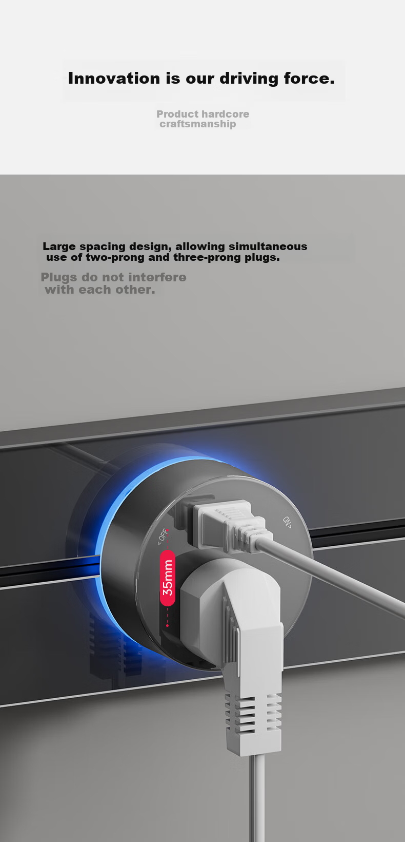 CHIGO Track Socket Tempered Glass Oil-Resistant Kitchen Power Rail Socket Surface Mounted Wall-Mounted Movable Sliding Rail Socket 50cm + 3 Three-Prong Outlets Silver Gray 12