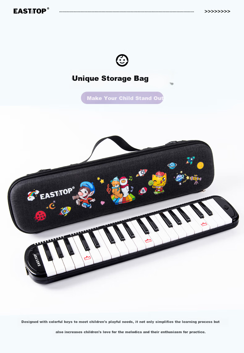 EAST TOP 32-Key Melodica T32 for Children Beginners, Elementary School Students' Introduction to Classroom Performance, Wind Instrument, Black 4