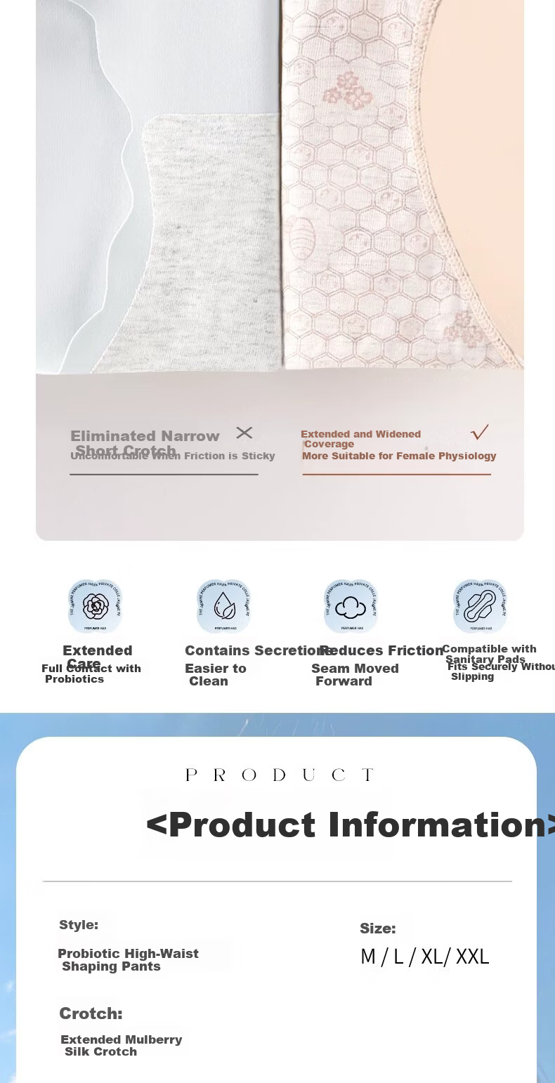 Herbal Original Color Probiotic Mulberry Silk Gusset High-Waist Tummy Control Polylactic Acid Jacquard Lace Nude Feel Women's Shaping Underwear 11