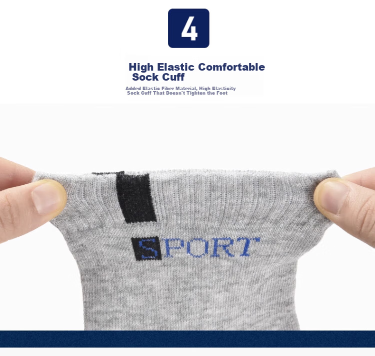 Langsha Men's Socks Spring Summer 100% Cotton 10A Antibacterial Odor-Resistant Sports Mid-Calf Socks Men's All-Cotton Basketball Long Socks 7