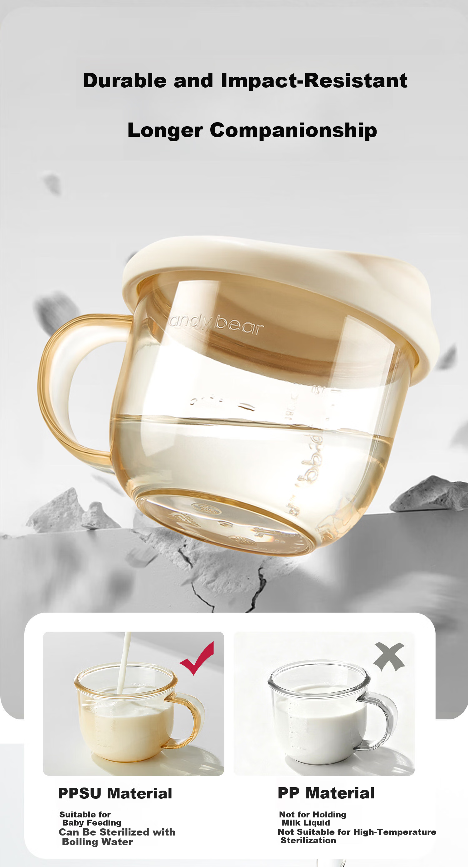 AIBEDILA Baby Open Mouth Cup PPSU Children's Water Cup Infant Sucking Milk Cup Training Drinking Small Cup Little Rabbit 6