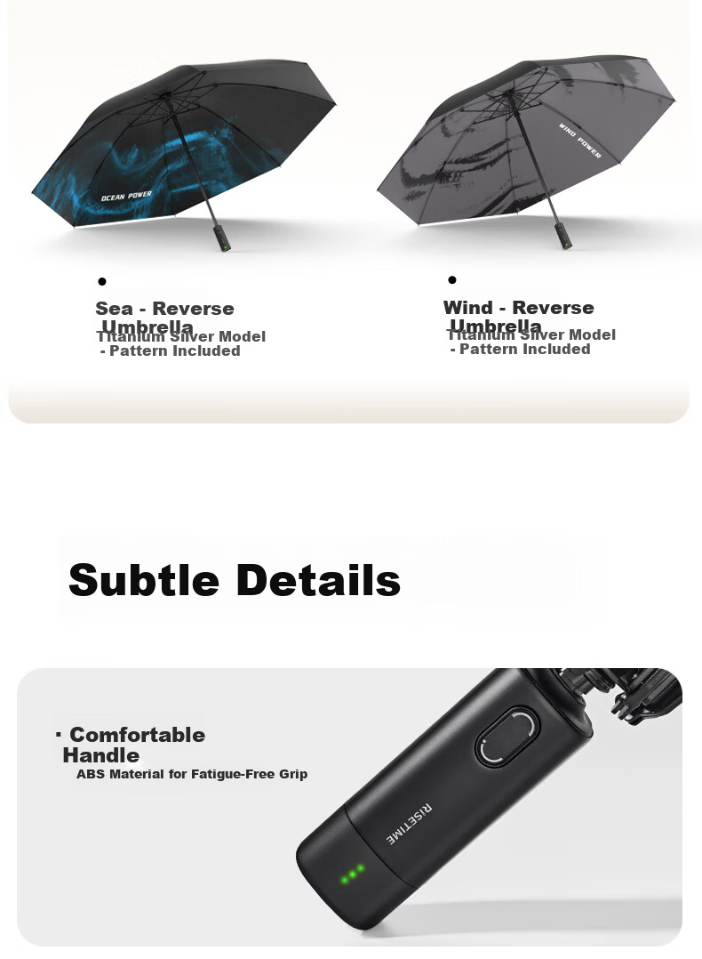 Full-Automatic Electric Umbrella Smart Automatic Rain Umbrella Dual-Use Sun and Rain Umbrella Sunshade Black Coating UV Protection Sun Umbrella 12