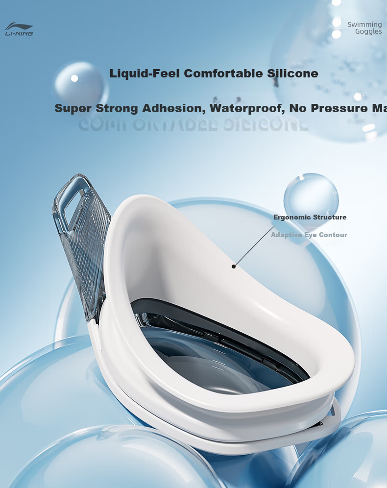 LI-NING Electroplated Waterproof Anti-Fog Swimming Goggles for Men and Women Adult HD Swimming Glasses and Swim Cap Professional Swimming Gear 6
