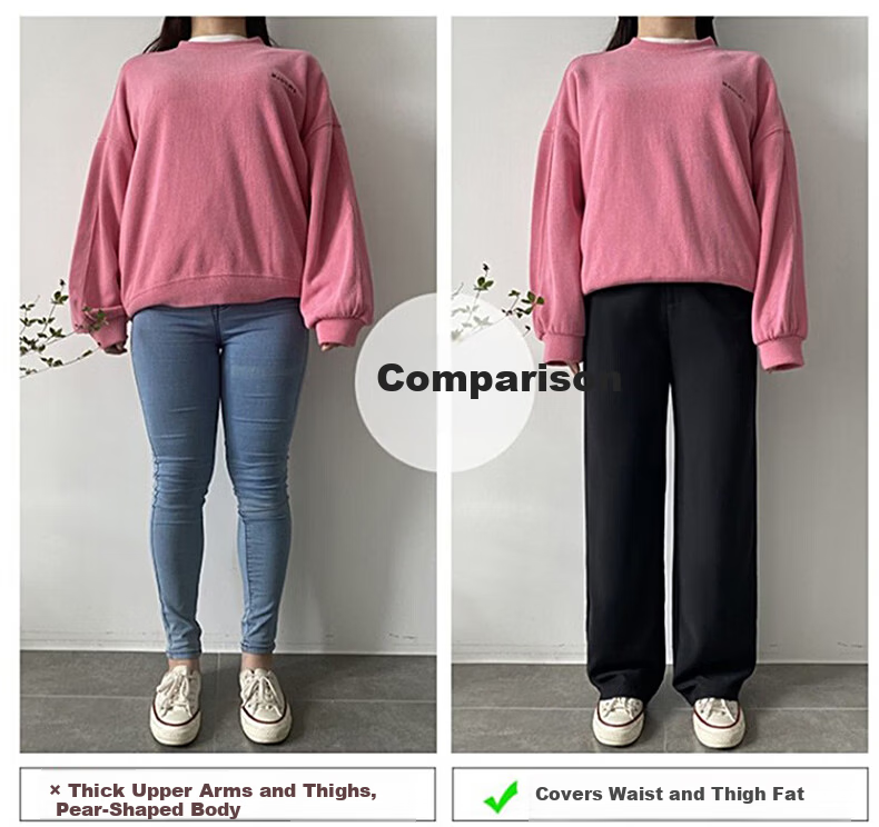 LangSha High Waist Straight Leg Suit Pants for Women Spring Summer Lightweight Draped Slim Wide Leg Casual Work Trousers 16