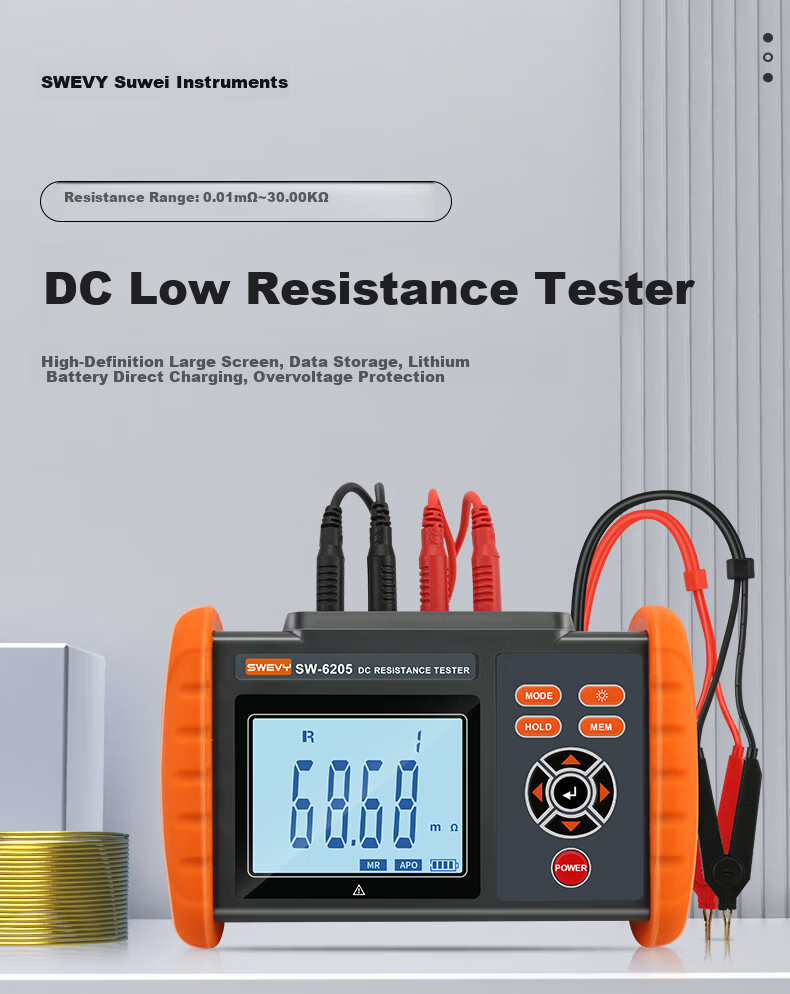 Suwei Milliohm Meter DC Low Resistance Tester Micro Ohmmeter Ohmmeter Micro Ohm Meter Milliohm Resistance Tester SW6205 3