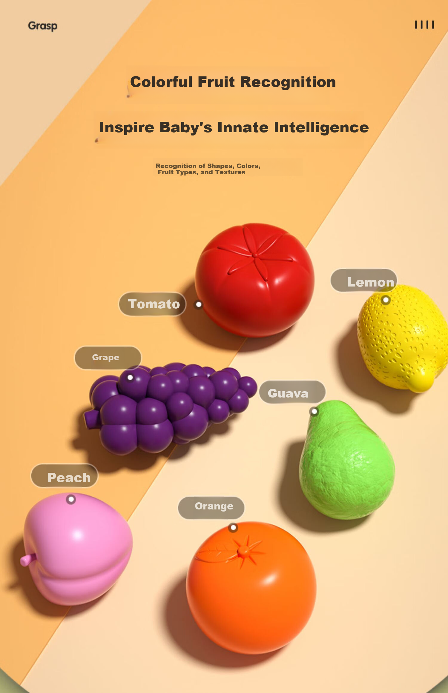 COODORA Sesele Baby Toy Fruit Grasping Training Educational Infant Six-Sided Cube Newborn Gift 5