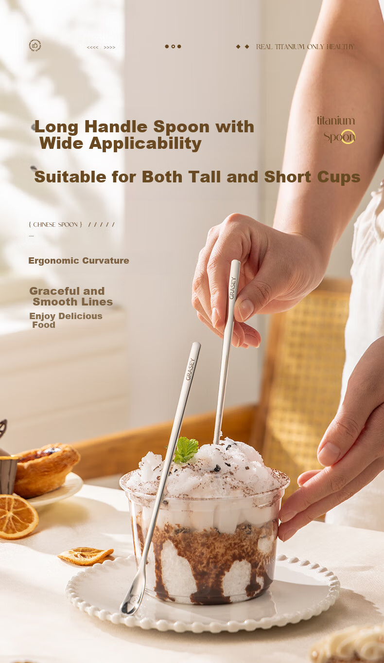 Guangyi 316L Stainless Steel Stirring Spoon Long Handle Coffee Stirrer Honey Spoon GY2660 8