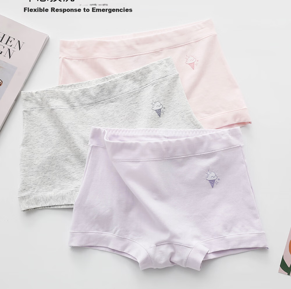 Yilanfan Women's Cotton Antibacterial Mid-Waist Boyshorts Four-Point Underwear for Girls Students 13
