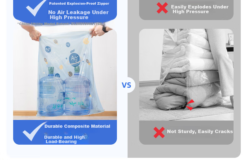 Taili Antibacterial Vacuum Compression Storage Bags Large Capacity Clothes Packing Organizer Bags for Baby Clothes and Quilts, 5 Extra Large Size 8