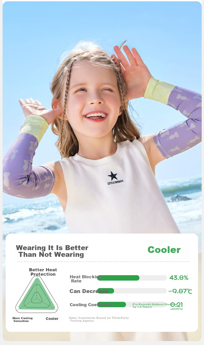 Kocotree KK Tree Kids Cooling UV Protection Arm Sleeves Original Yarn Sun Protection Boys Girls Ice Silk Sleeve Gray 11