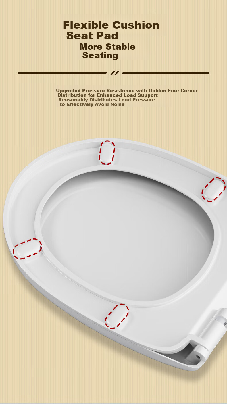 BSITN Slow-Closing Thickened U-Shaped Toilet Seat Cover Universal Old-Style Cushion Ring Accessory Quick-Release Home Use B1111 10