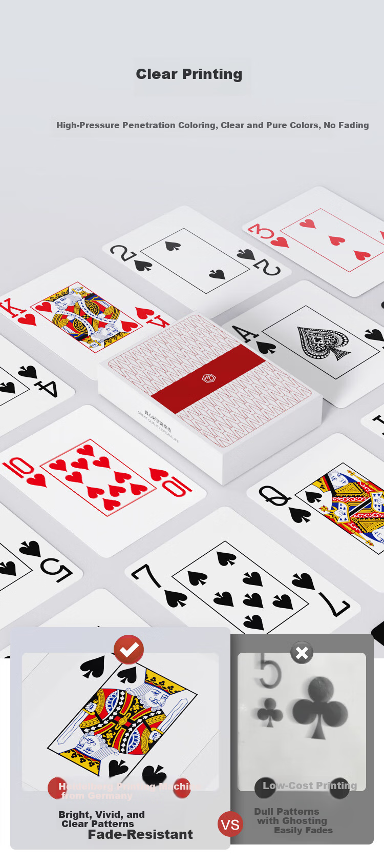 JD Original PVC Texas Hold'em Cards, Frosted Plastic, Durable And Washable Large Cards, Table Game Entertainment Wide Cards, 10 Decks 8