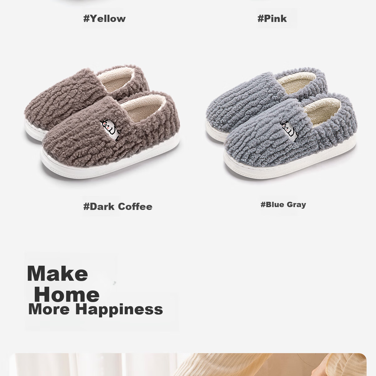 Runrou Full-Coverage Cotton Slippers for Women Autumn Winter 2025 New Plush Indoor Warm Maternity Cotton Shoes 15