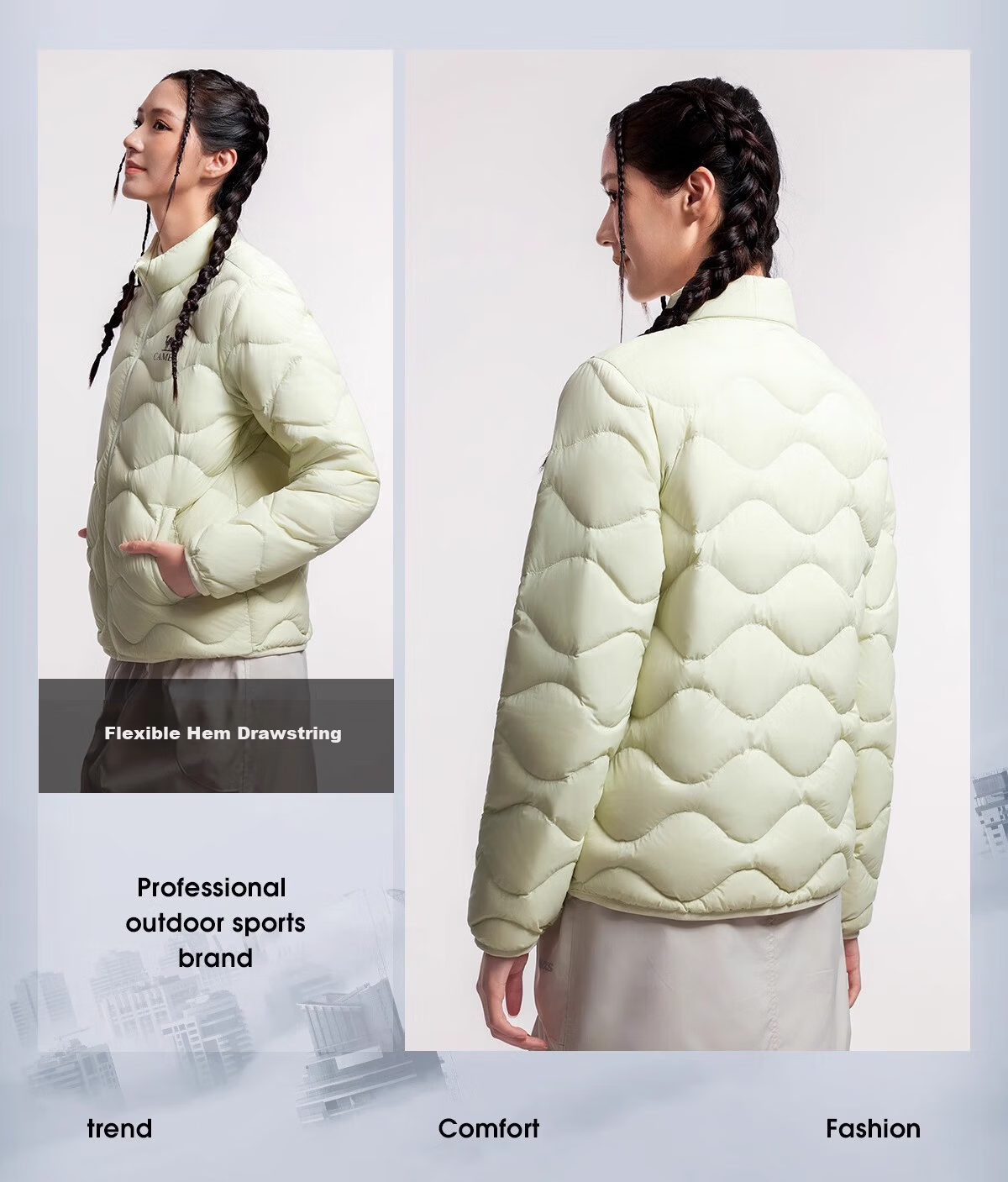CAMEL Women's Down Jacket Autumn Winter New Lightweight High Loft Warm Windproof Anti-Static Coat for Men and Women 8
