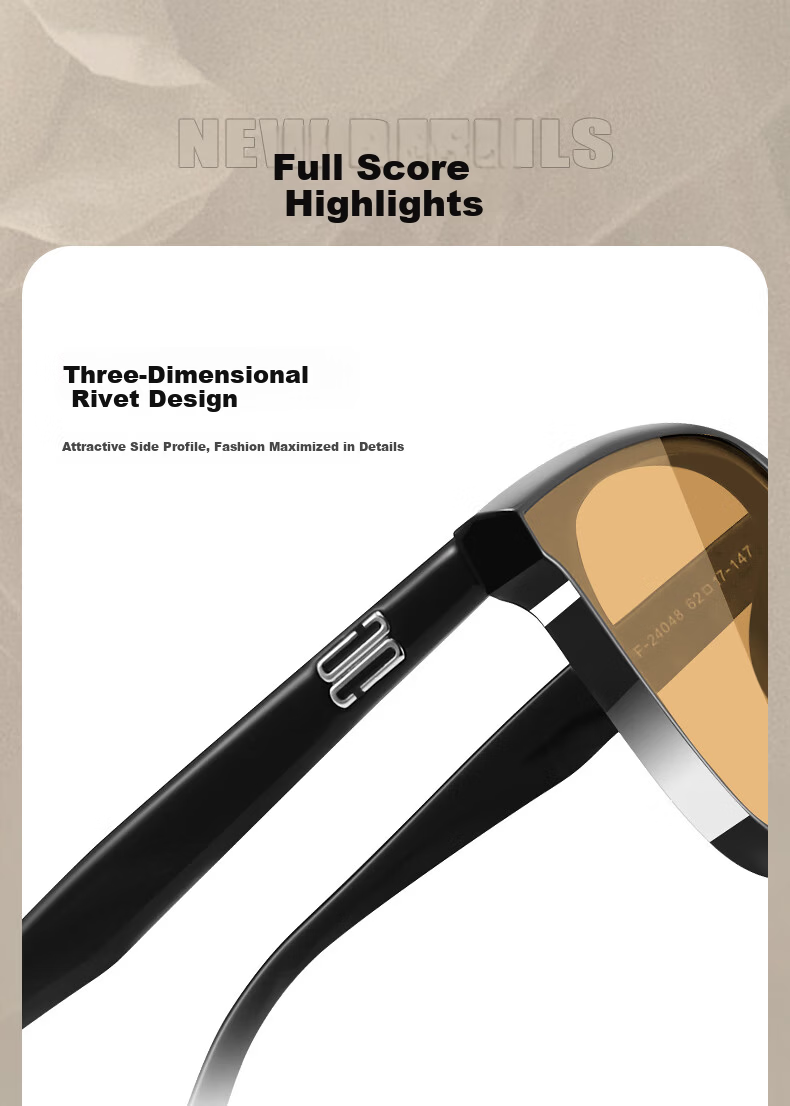 CAPONI Unisex Brown GM Sunglasses Trendy High-End Night Vision Driving UV Protection Large Face 13