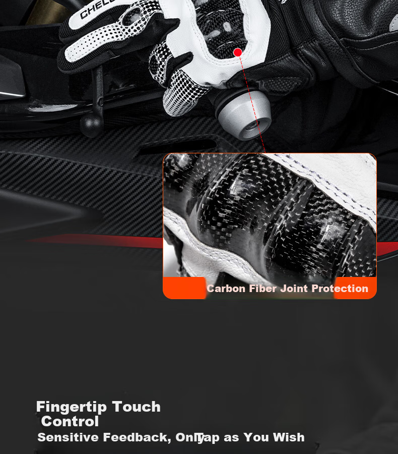 Endless Wheels Riding Motorcycle Gloves Summer Carbon Fiber Biker Gear Unisex All-Season Full Finger Touchscreen White XL 8