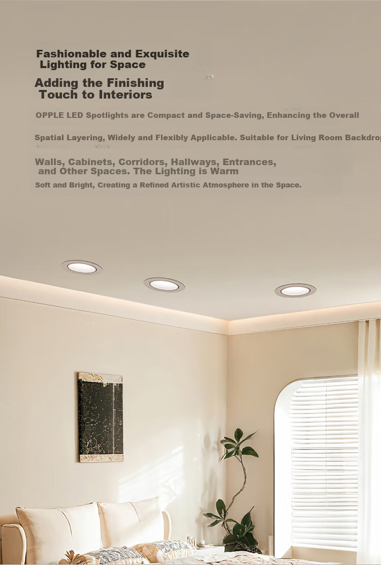 OPPLE High CRI Anti-Glare LED 24° Adjustable Spotlight Bright Aluminum 7W White Light Cutout 7.5-7.8cm 2