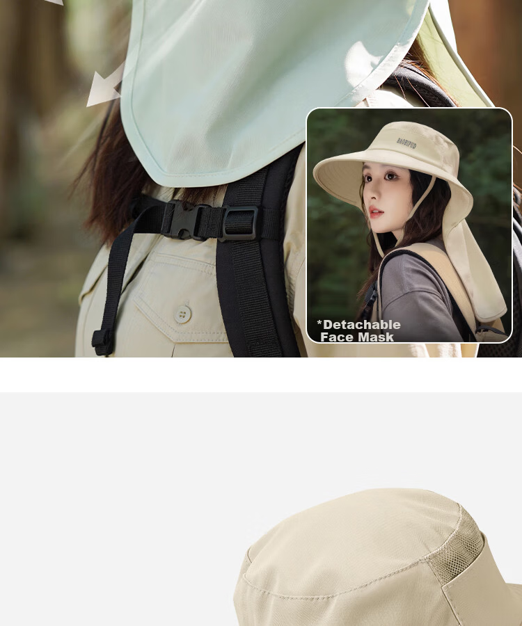 EFZ Women's Summer Sun Protection Hat UV Protection Face and Neck Cover Integrated Fisherman Hat for Fishing and Mountaineering 4