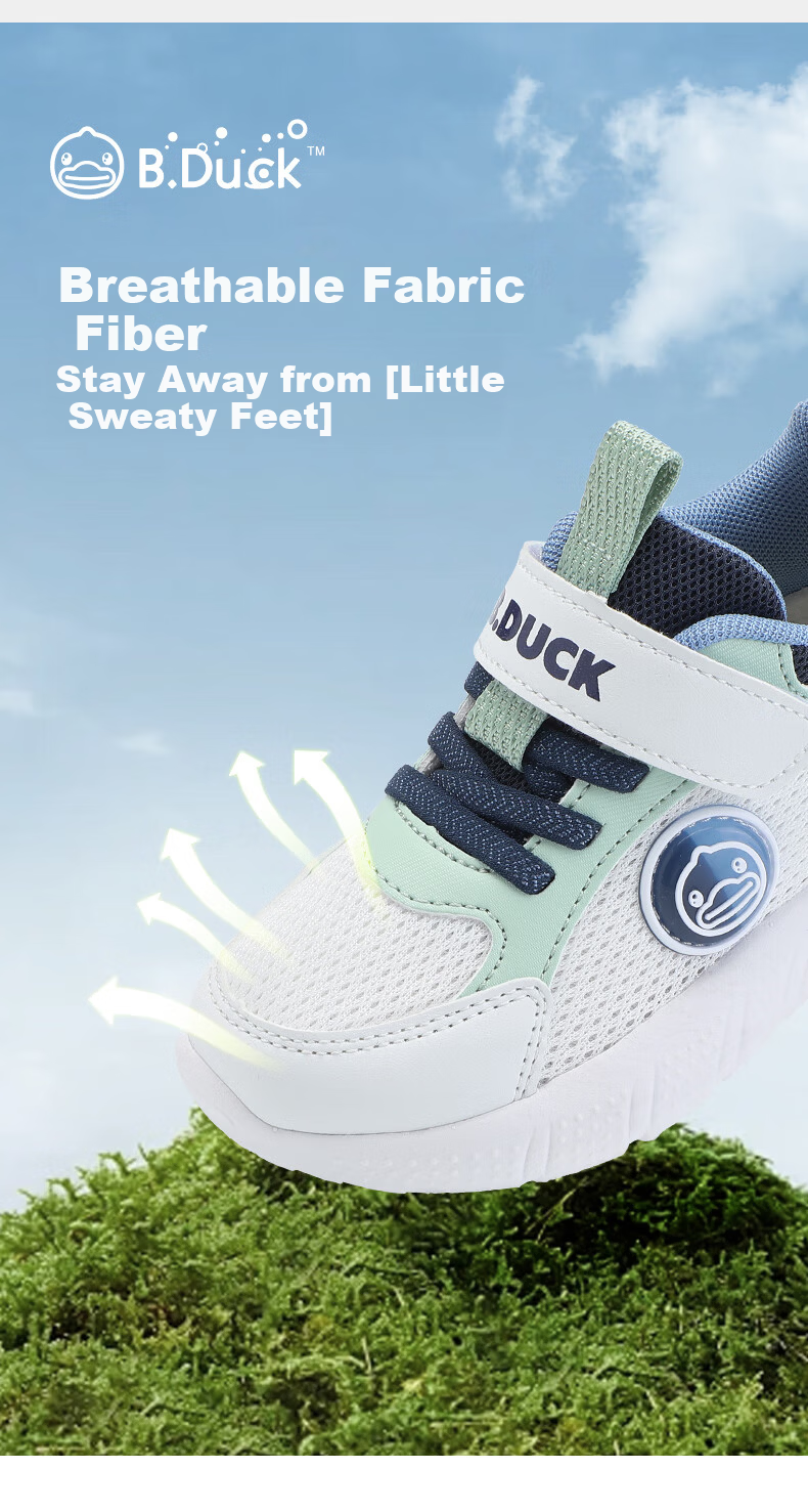 B.Duck Kids Yellow Duck Boys and Girls Sports Shoes Soft Sole Comfortable Running Shoes Lightweight Casual Shoes 6869 White Purple Size 29 5