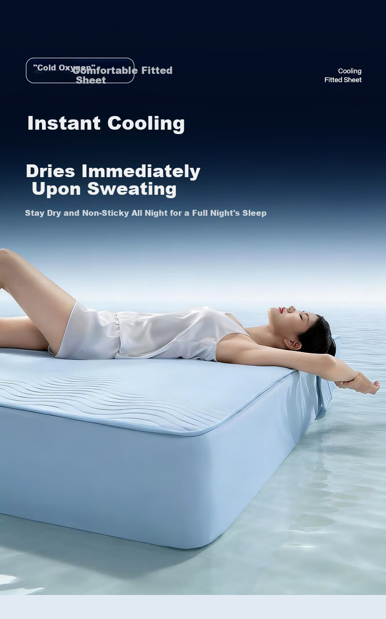 MLILY Fitted Sheet Baby-Friendly A-Class Ice Silk Cooling Full Coverage Mattress Protector 1.5m x 2m 1