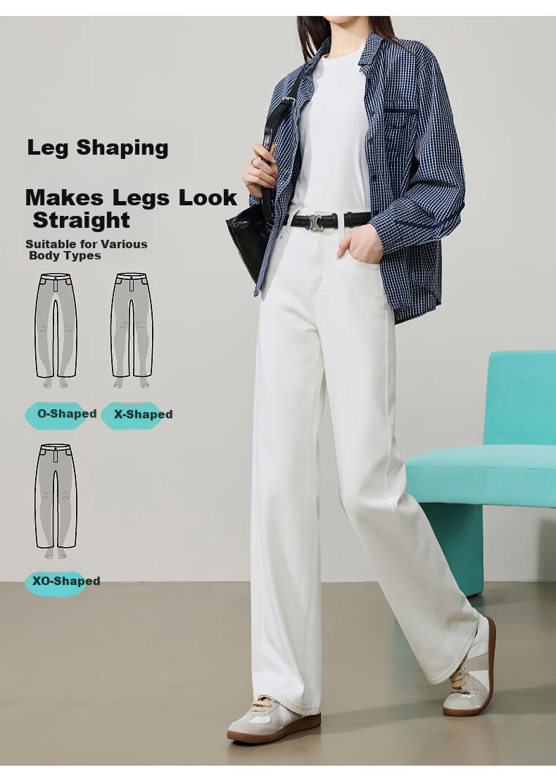 ESE-Y Women's Narrow Wide-Leg Jeans 26 Spring New Stretch Slim Straight Pants Dark Blue 33 4