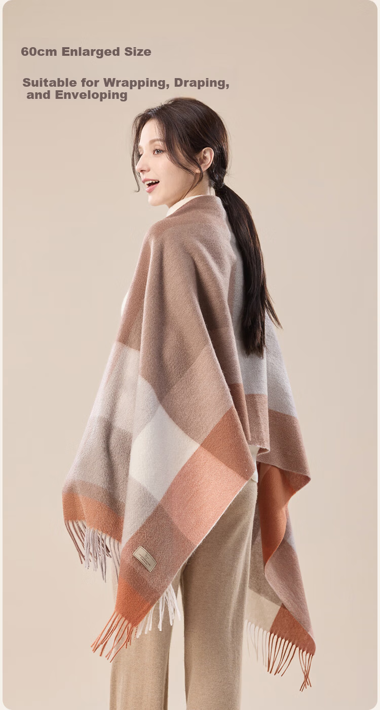 JIUMU 100% Cashmere Scarf for Women Warm Shawl Air Conditioning Cape Birthday Gift for Mom and Girls Gift Box Set 7