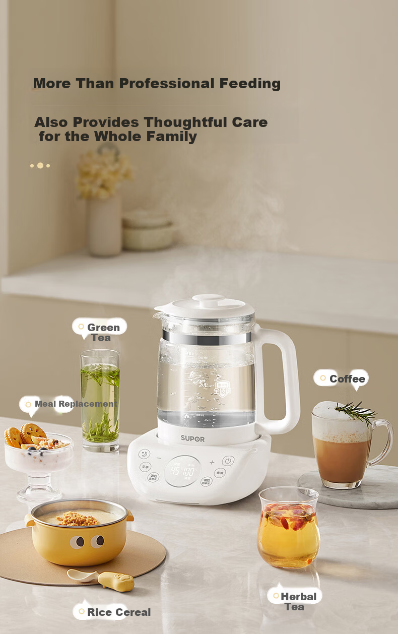 SUPOR Baby Bottle Sterilizer and Dryer All-Glass Feeding Station Thermostatic Kettle Infant Milk Preparation BW016B 23