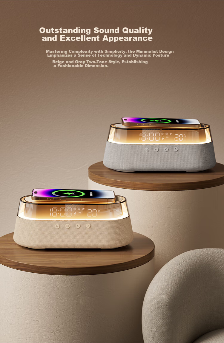 Kuangxiang Bluetooth Speaker Wireless Phone Charging Desktop Bedside Alarm Clock Outdoor Portable Computer Ambient Night Light Speaker Birthday Gift for Girlfriend and Boyfriend 10