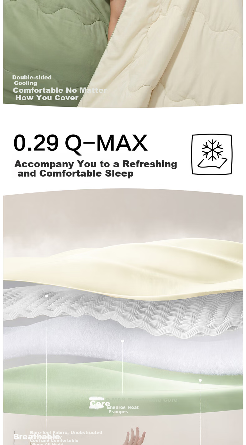 HLA 7A Antibacterial Double-Sided Cooling Summer Quilt Air Conditioning Quilt Summer Cooling Quilt Core Light Green + Cream White 180*220cm 3