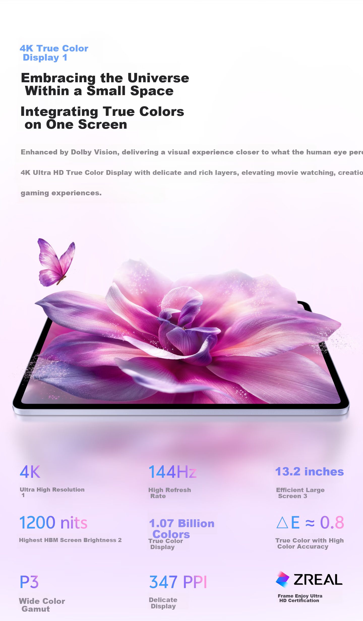 Vivo Pad6 Pro 16GB+512GB Freedom Gray 13.2-inch 4K True Color Display Dolby Vision Snapdragon 8 Gen 5 Tablet PC 5