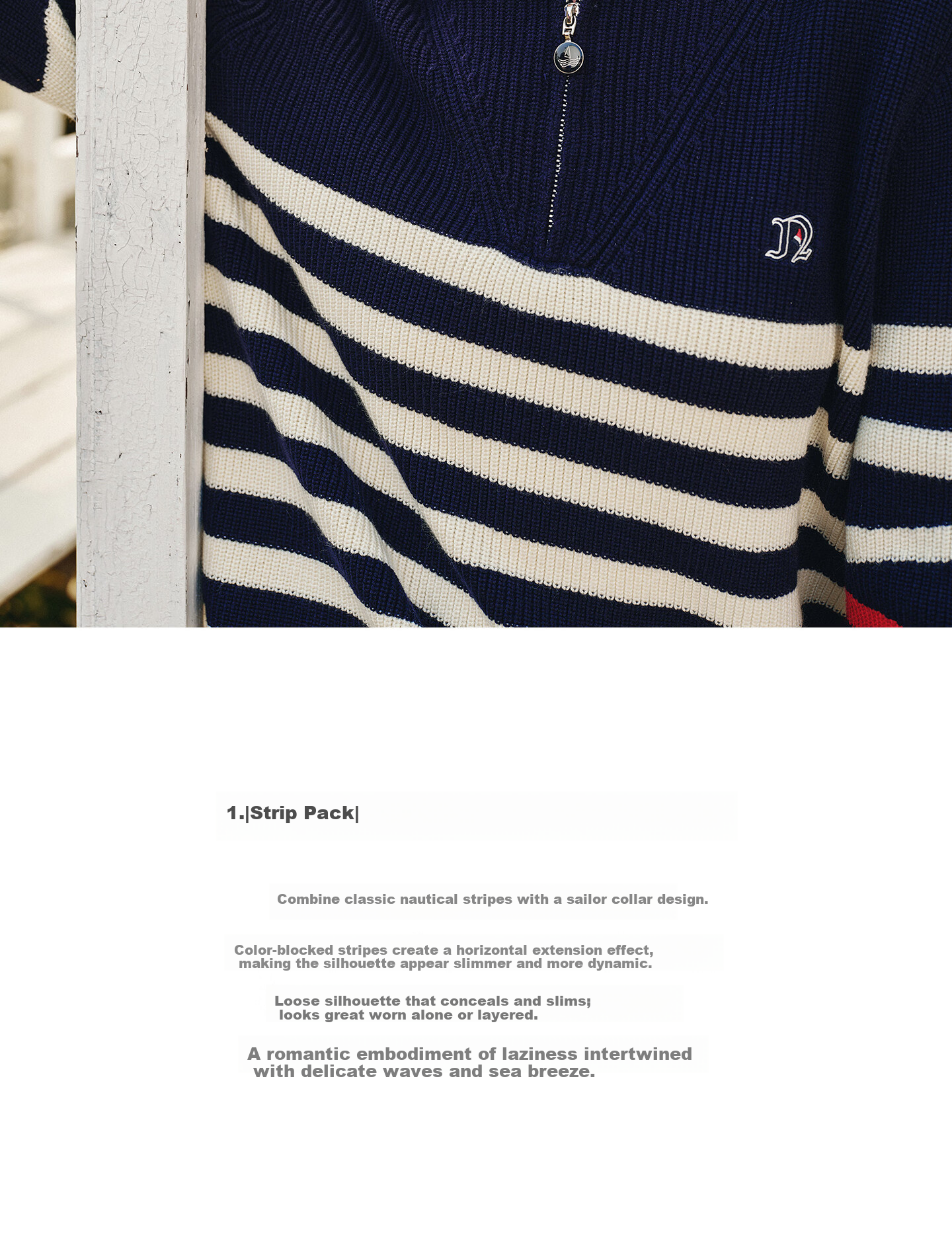 Navikail Italian Small Sailboat Women's 2025 New Striped Knit Loose Large Lapel Sweater 2334045506 4