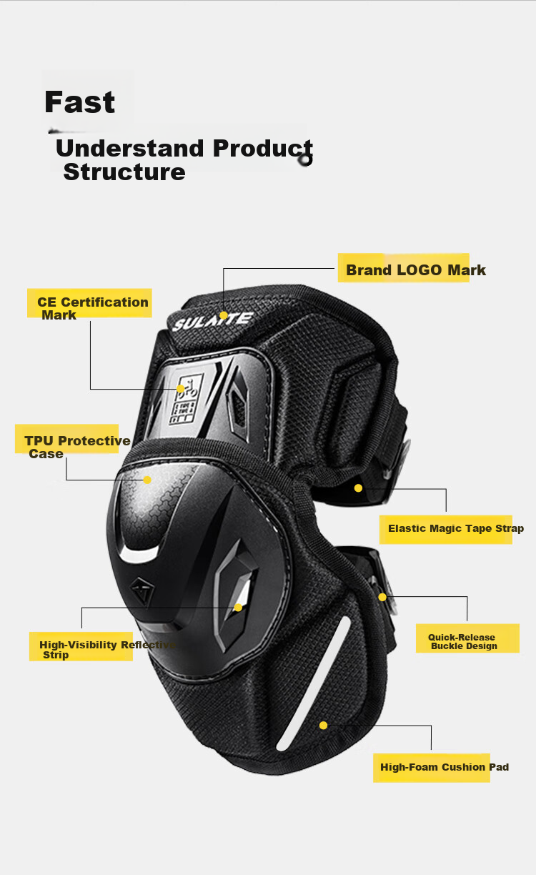 SULAITE Motorcycle Knee Pads CE Level 2 Protective Gear Four-Season Riding Armor Motorbike Safety Equipment 3