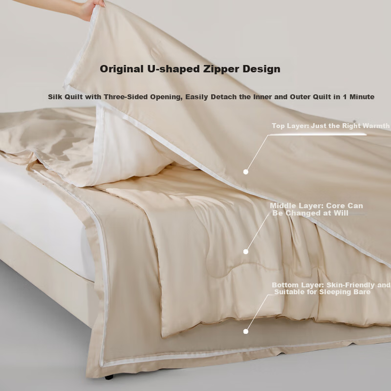 Luolai Home Textiles 100% Mulberry Silk Quilt 60s Cotton Washable Double-layer Silk Quilt Approx. 11.6 lbs