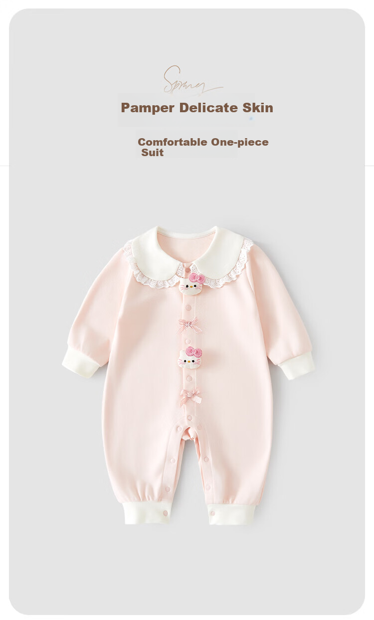 Xiyuan Baby Girls' Romper A-Class Cotton Newborn Onesie Cute Sweetheart Cat Design 2