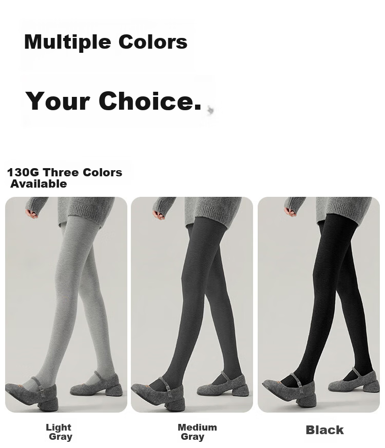Nanjiren 300g Fleece-Lined Thick Leggings, Slimming Autumn And Winter Base Layer Pants for Women, Vertical Striped Tights, Warm Pants, Light Gray, Slip-O 17